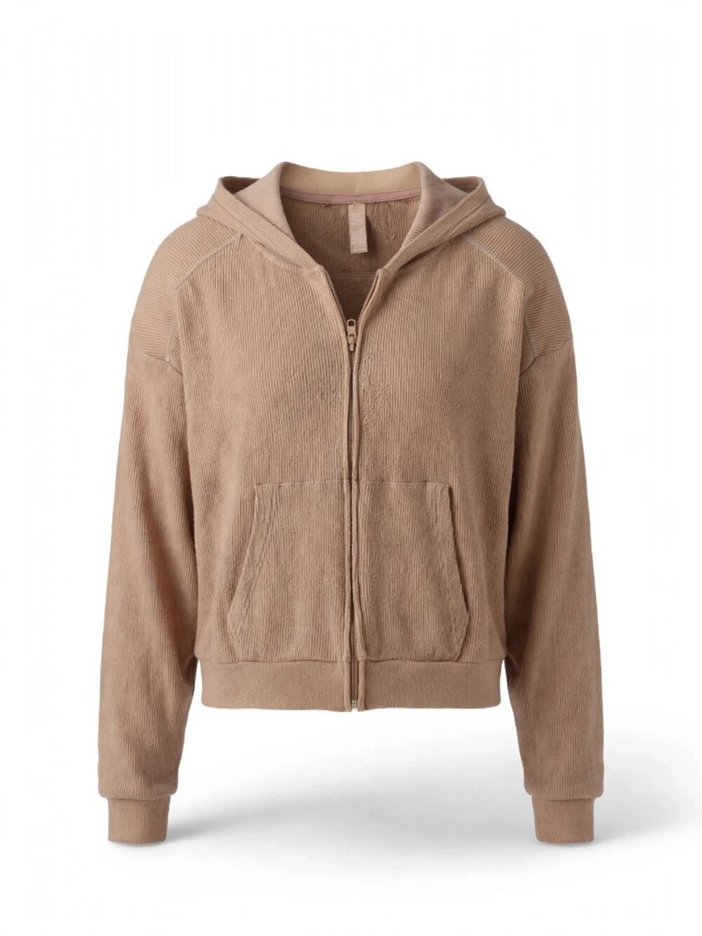 SKIMS Waffle Lounge Zip-Up Hoodie in Ochre – Size L